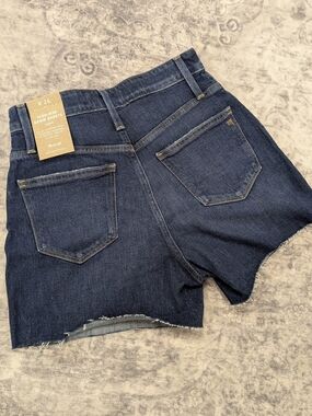 High-Rise Dark Wash Denim Shorts - W26